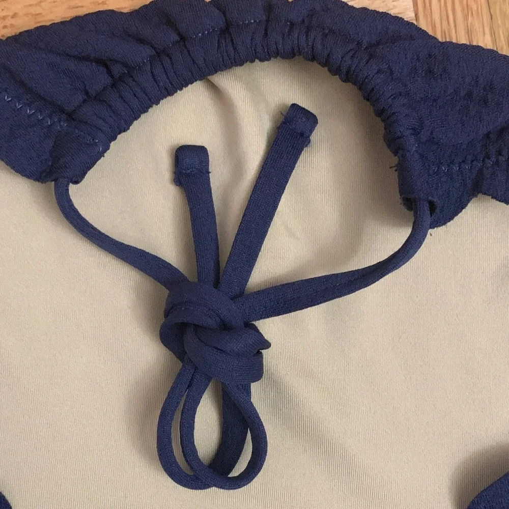 Little Girls Navy Blue One-Piece Cut-Out Swimsuit Size Small (6/7) - Like New!